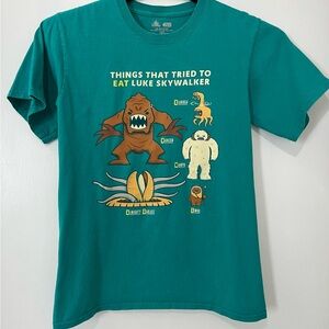 VGUC Luke Skywalker Teal Graphic T-Shirt with Star Wars Theme - Size S